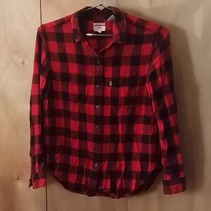 Levi's red buffalo check long sleeve shirt, size S women's